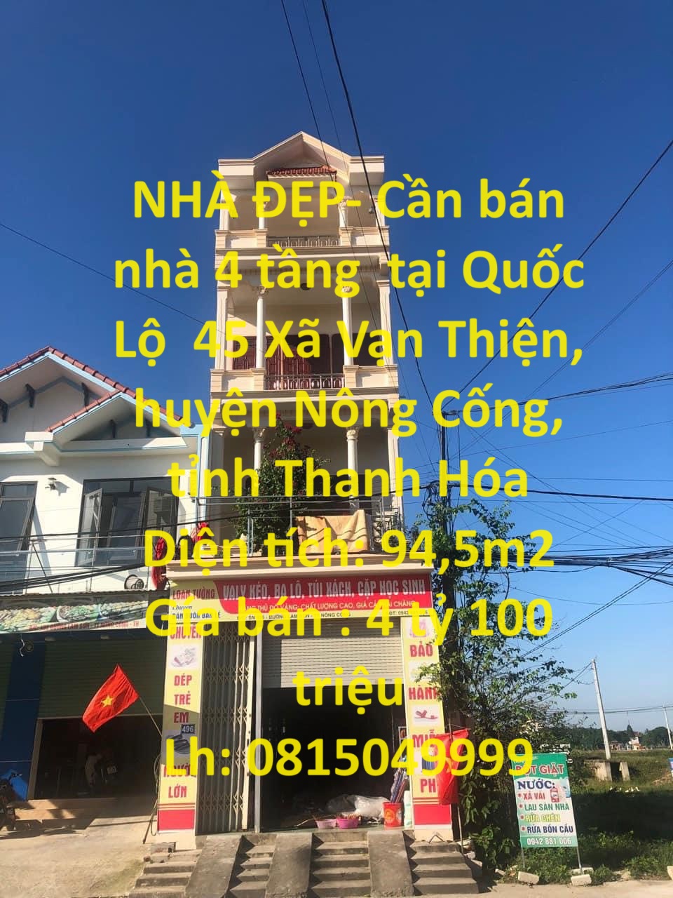 NHÀ ĐẸP- Cần bán nhà 4 tầng  tại Quốc Lộ  45 Xã Vạn Thiện, huyện Nông Cống, tỉnh Thanh Hóa - Ảnh chính
